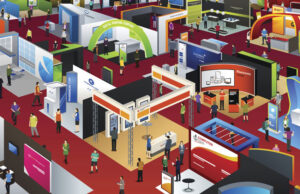 Exhibitions and tradeshow floor section at a conference